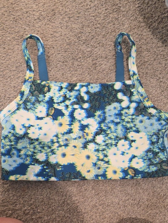 aerie Tops - aerie Floral Strappy Crop Top - Blue & Yellow